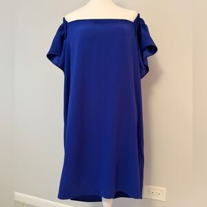 Trina Turk Royal Blue off the shoulder Mini Dress